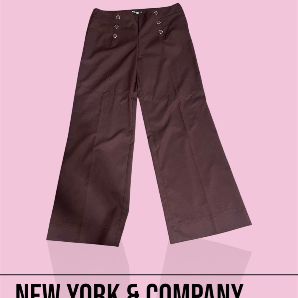 New York & Company Burgundy Wide Leg Pants
